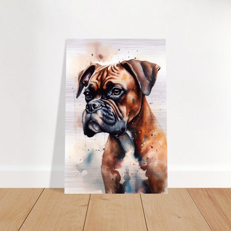 Gentle Strokes: Boxer Puppy Bliss | Da Vinci Animal Kingdom Wall art print - Brushed Aluminum Print - 50x75 cm / 20x30″ - 