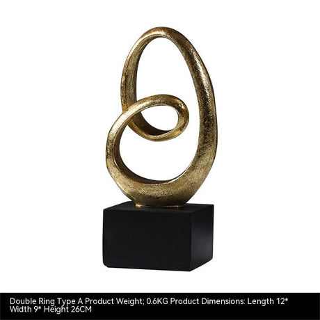 Geometric Abstract Ring Sculpture – Modern Minimalist Resin Décor - Double Ring Type A - 
