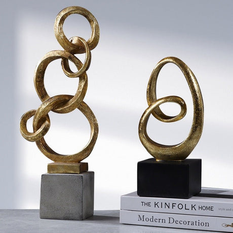 Geometric Abstract Ring Sculpture – Modern Minimalist Resin Décor - Double Ring Type A - 