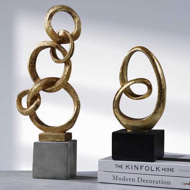 Geometric Abstract Ring Sculpture – Modern Minimalist Resin Décor - Double Ring Type A - 
