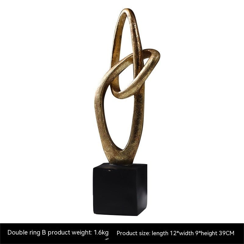 Geometric Abstract Ring Sculpture – Modern Minimalist Resin Décor - Double Ring Type B - 