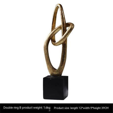 Geometric Abstract Ring Sculpture – Modern Minimalist Resin Décor - Double Ring Type B - 