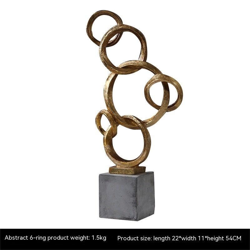 Geometric Abstract Ring Sculpture – Modern Minimalist Resin Décor - Six Rings - 