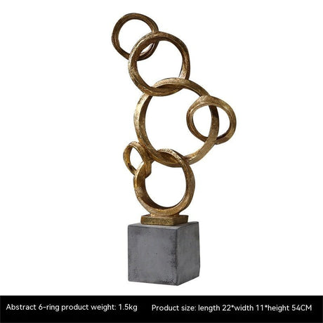 Geometric Abstract Ring Sculpture – Modern Minimalist Resin Décor - Six Rings - 