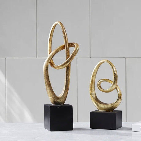 Geometric Abstract Ring Sculpture – Modern Minimalist Resin Décor - Double Ring Type A - 