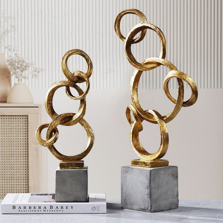 Geometric Abstract Ring Sculpture – Modern Minimalist Resin Décor - Set - 
