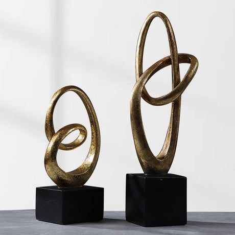 Geometric Abstract Ring Sculpture – Modern Minimalist Resin Décor - Double Ring Type A - 