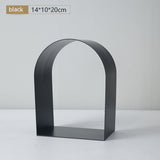 Geometric Arch Resin Sculptures – Modern Character & Abstract Ornaments - Black - 