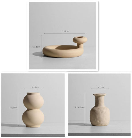 Geometric Ceramic Vase Collection – Modern Minimalist Handmade Pottery - Set2 - 