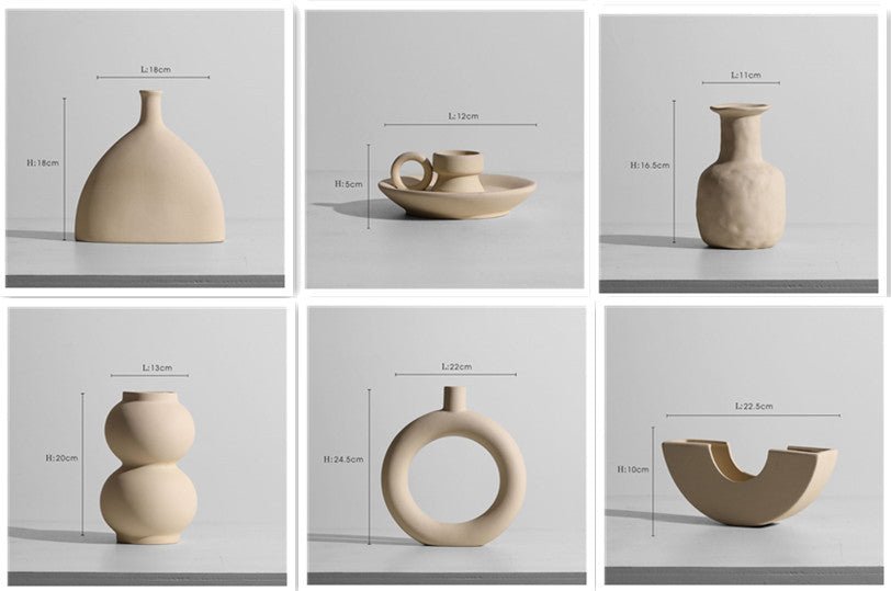 Geometric Ceramic Vase Collection – Modern Minimalist Handmade Pottery - Set1 - 