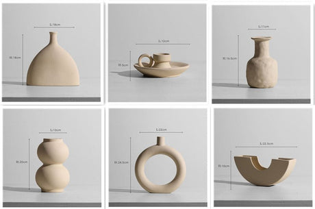 Geometric Ceramic Vase Collection – Modern Minimalist Handmade Pottery - Set1 - 