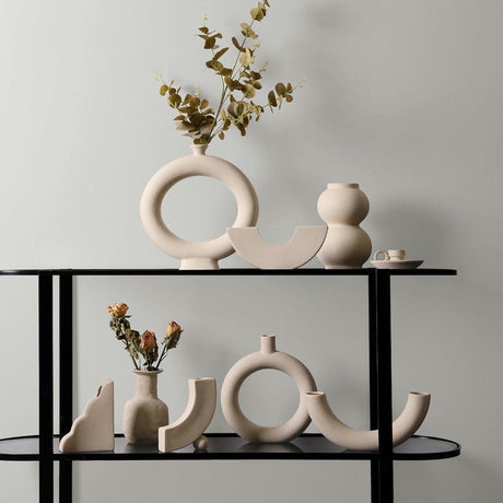 Geometric Ceramic Vase Collection – Modern Minimalist Handmade Pottery - A - 