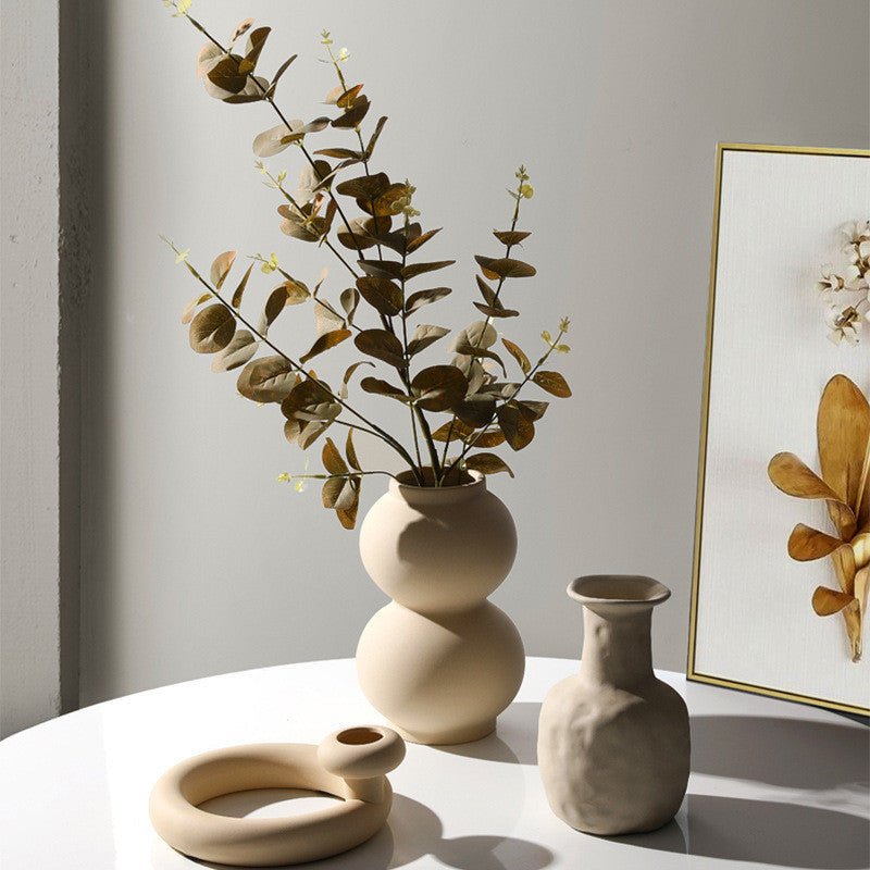 Geometric Ceramic Vase Collection – Modern Minimalist Handmade Pottery - A - 