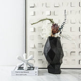 Geometric Resin Vase – Modern Abstract Triangle Design (Black & Brown) - Black - 