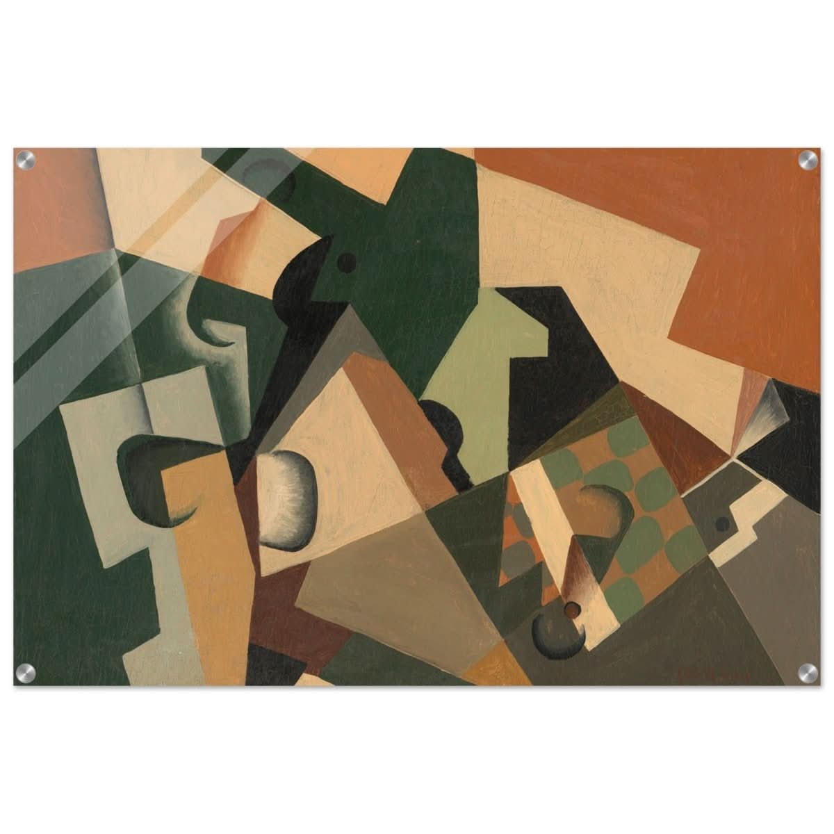 Glass and Checkerboard (ca. 1917) by Juan Gris | Vintage Cubism wall art print - Acrylic Print - 60x90 cm / 24x36″ - 