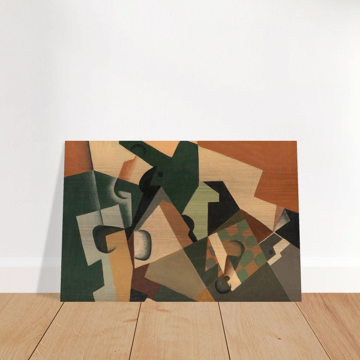 Glass and Checkerboard (ca. 1917) by Juan Gris | Vintage Cubism wall art print - Brushed Aluminum Print - 50x75 cm / 20x30″ - 