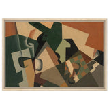 Glass and Checkerboard (ca. 1917) by Juan Gris | Vintage Cubism wall art print - Framed Canvas - 50x75 cm / 20x30″ - Wood frame