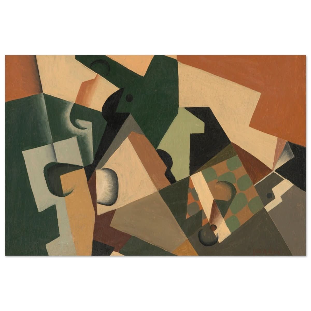 Glass and Checkerboard (ca. 1917) by Juan Gris | Vintage Cubism wall art print - Aluminum Print - 40x60 cm / 16x24″ - 