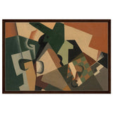 Glass and Checkerboard (ca. 1917) by Juan Gris | Vintage Cubism wall art print - Framed Canvas - 60x90 cm / 24x36″ - Dark wood frame
