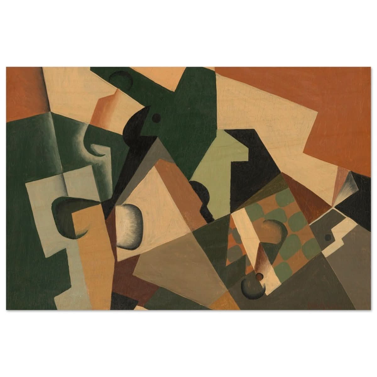 Glass and Checkerboard (ca. 1917) by Juan Gris | Vintage Cubism wall art print - Wood Prints - 40x60 cm / 16x24″ - 20 mm