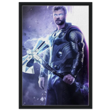 "God of Thunder: Ascension" – Epic Digital Fantasy Art Print - Framed Canvas - 50x75 cm / 20x30″ - Black frame