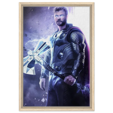"God of Thunder: Ascension" – Epic Digital Fantasy Art Print - Framed Canvas - 40x60 cm / 16x24″ - Wood frame
