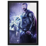 "God of Thunder: Ascension" – Epic Digital Fantasy Art Print - Framed Canvas - 40x60 cm / 16x24″ - Black frame