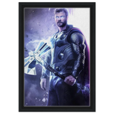 "God of Thunder: Ascension" – Epic Digital Fantasy Art Print - Framed Canvas - 30x45 cm / 12x18″ - Black frame