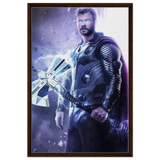 "God of Thunder: Ascension" – Epic Digital Fantasy Art Print - Framed Canvas - 60x90 cm / 24x36″ - Dark wood frame
