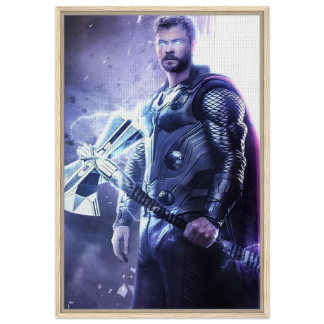 "God of Thunder: Ascension" – Epic Digital Fantasy Art Print - Framed Canvas - 60x90 cm / 24x36″ - Wood frame