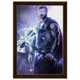 "God of Thunder: Ascension" – Epic Digital Fantasy Art Print - Framed Canvas - 30x45 cm / 12x18″ - Dark wood frame