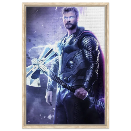 "God of Thunder: Ascension" – Epic Digital Fantasy Art Print - Framed Canvas - 50x75 cm / 20x30″ - Wood frame