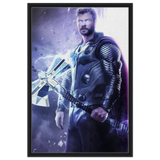 "God of Thunder: Ascension" – Epic Digital Fantasy Art Print - Framed Canvas - 60x90 cm / 24x36″ - Black frame