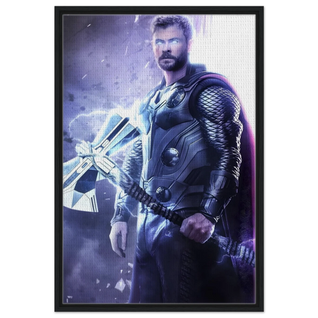 "God of Thunder: Ascension" – Epic Digital Fantasy Art Print - Framed Canvas - 60x90 cm / 24x36″ - Black frame