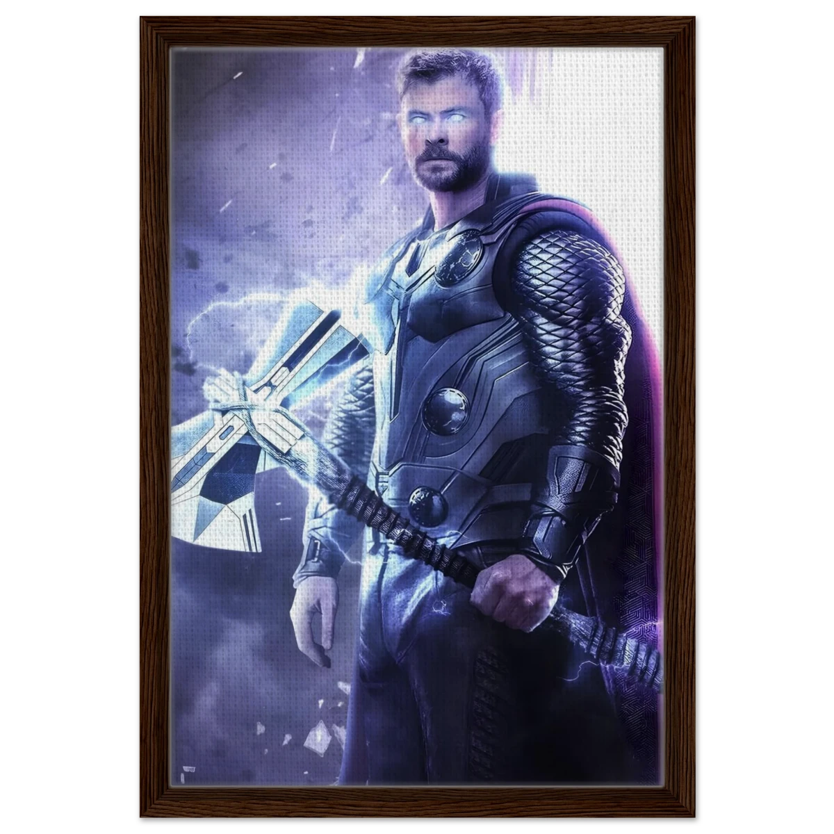 "God of Thunder: Ascension" – Epic Digital Fantasy Art Print - Framed Canvas - 40x60 cm / 16x24″ - Dark wood frame