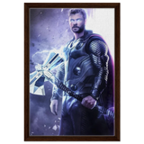 "God of Thunder: Ascension" – Epic Digital Fantasy Art Print - Framed Canvas - 40x60 cm / 16x24″ - Dark wood frame