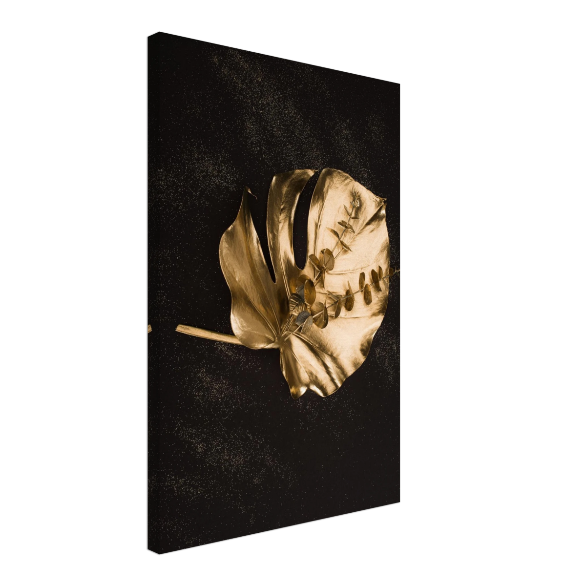 Gold & Black Botanical Leaf Wall Art Set – Premium Stretched Canvas Prints - Design Option 4 - 40x60 cm / 16x24″ - 