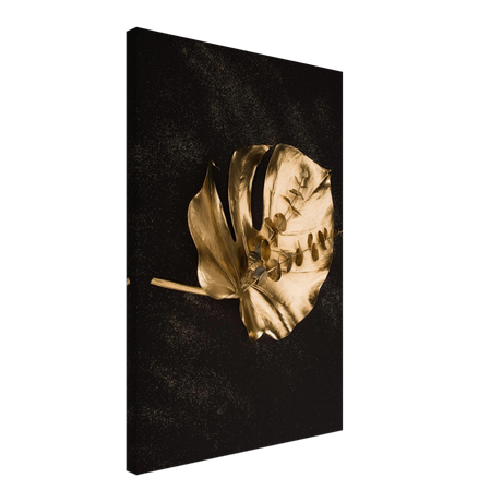 Gold & Black Botanical Leaf Wall Art Set – Premium Stretched Canvas Prints - Design Option 4 - 40x60 cm / 16x24″ - 