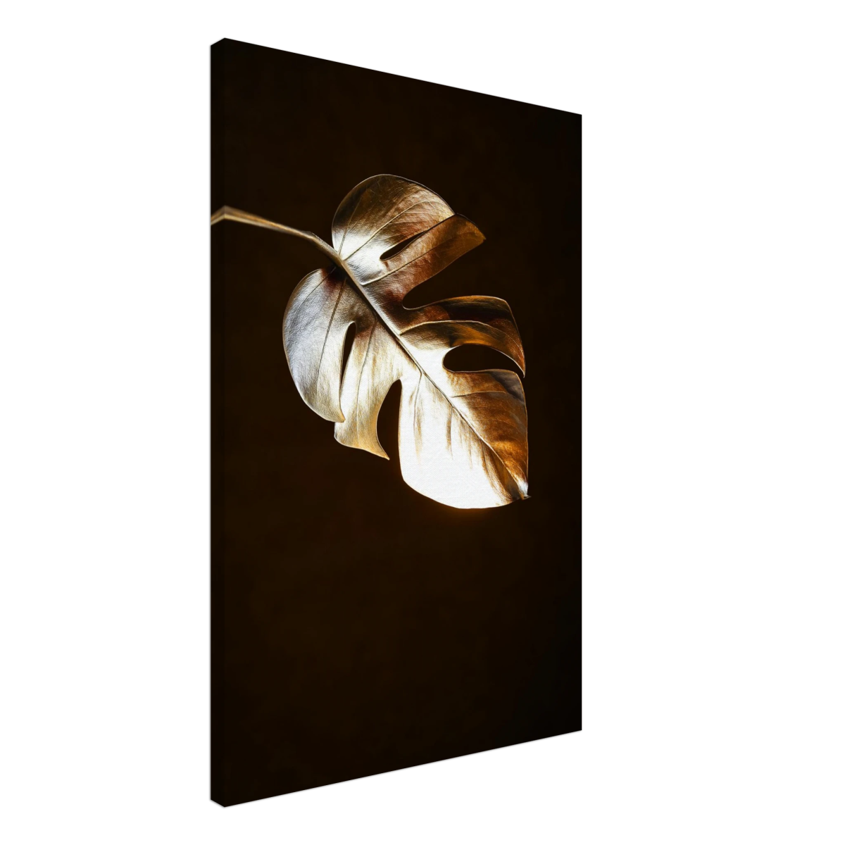 Gold & Black Botanical Leaf Wall Art Set – Premium Stretched Canvas Prints - Design Option 3 - 50x75 cm / 20x30″ - 