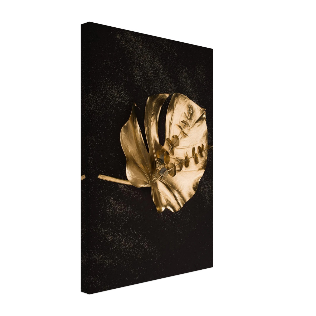 Gold & Black Botanical Leaf Wall Art Set – Premium Stretched Canvas Prints - Design Option 4 - 30x45 cm / 12x18″ - 