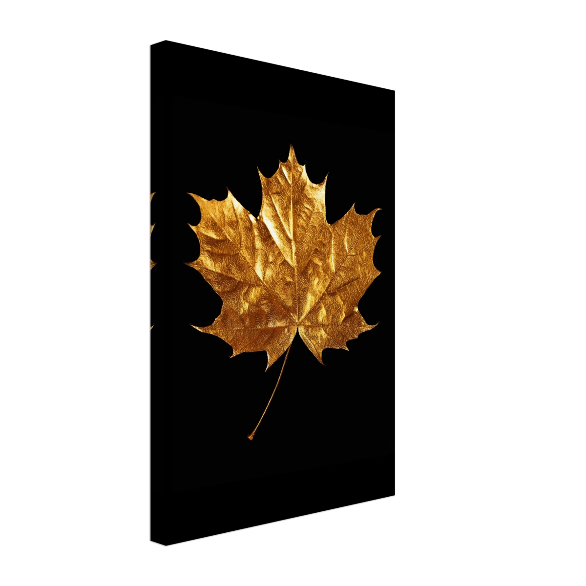 Gold & Black Botanical Leaf Wall Art Set – Premium Stretched Canvas Prints - Design Option 1 - 30x45 cm / 12x18″ - 