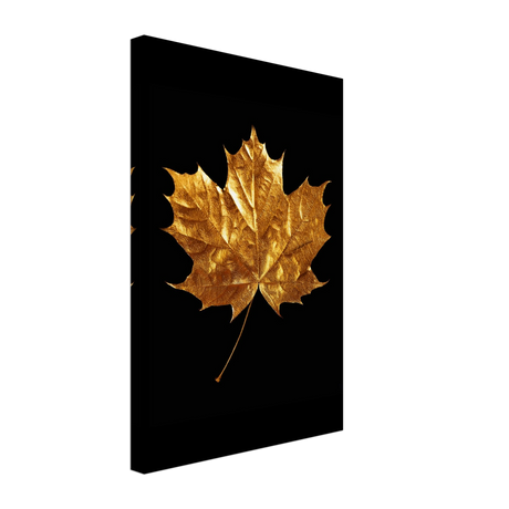 Gold & Black Botanical Leaf Wall Art Set – Premium Stretched Canvas Prints - Design Option 1 - 30x45 cm / 12x18″ - 