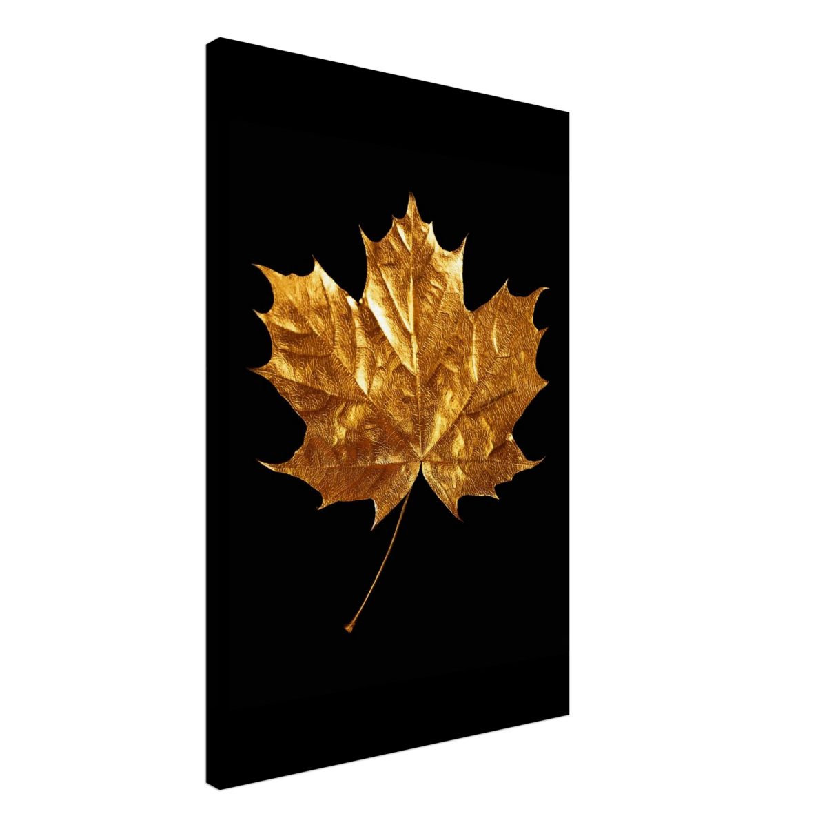 Gold & Black Botanical Leaf Wall Art Set – Premium Stretched Canvas Prints - Design Option 1 - 50x75 cm / 20x30″ - 