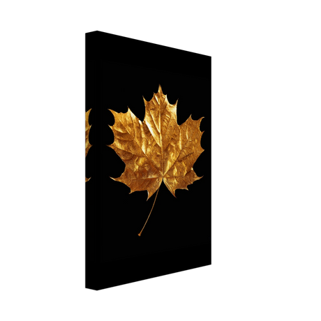 Gold & Black Botanical Leaf Wall Art Set – Premium Stretched Canvas Prints - Design Option 1 - 20x30 cm / 8x12″ - 