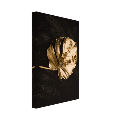 Gold & Black Botanical Leaf Wall Art Set – Premium Stretched Canvas Prints - Design Option 4 - 20x30 cm / 8x12″ - 