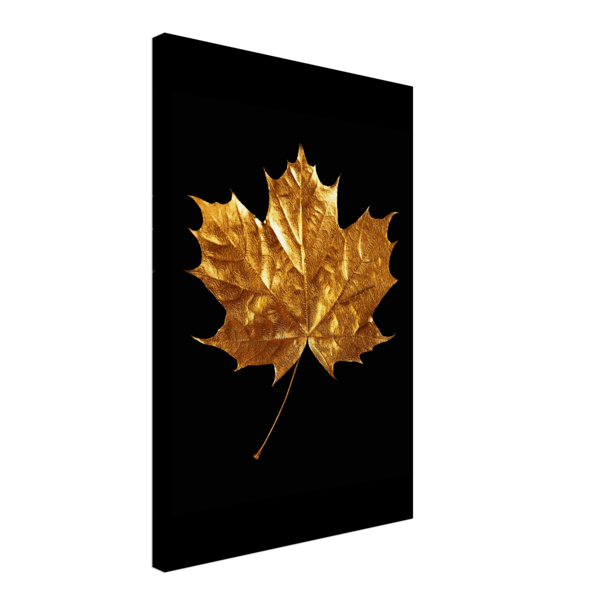 Gold & Black Botanical Leaf Wall Art Set – Premium Stretched Canvas Prints - Design Option 1 - 40x60 cm / 16x24″ - 