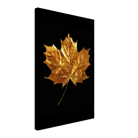 Gold & Black Botanical Leaf Wall Art Set – Premium Stretched Canvas Prints - Design Option 1 - 40x60 cm / 16x24″ - 