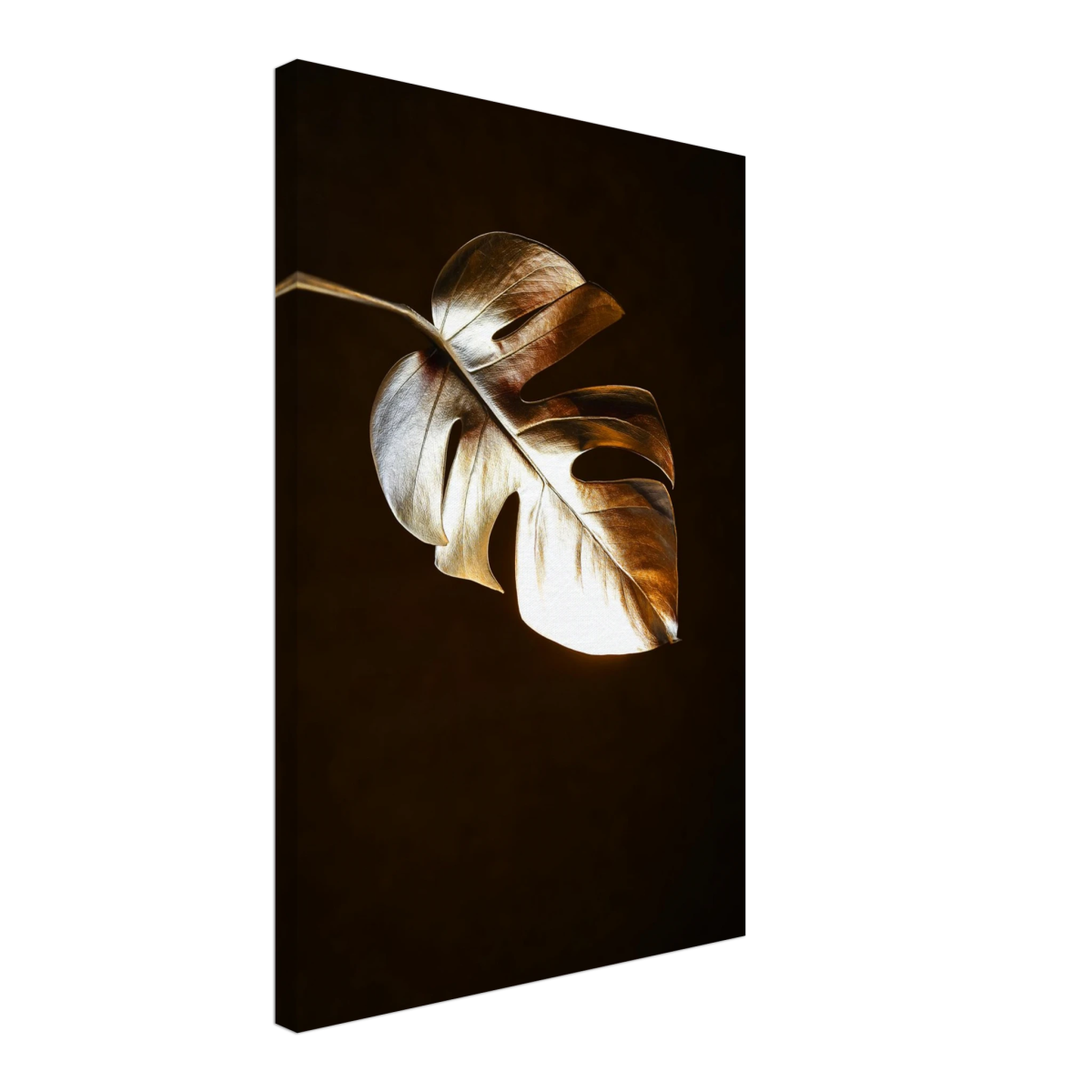 Gold & Black Botanical Leaf Wall Art Set – Premium Stretched Canvas Prints - Design Option 3 - 40x60 cm / 16x24″ - 
