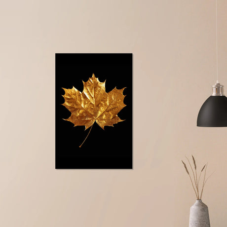 Gold & Black Botanical Leaf Wall Art Set – Premium Stretched Canvas Prints - Design Option 1 - 40x60 cm / 16x24″ - 