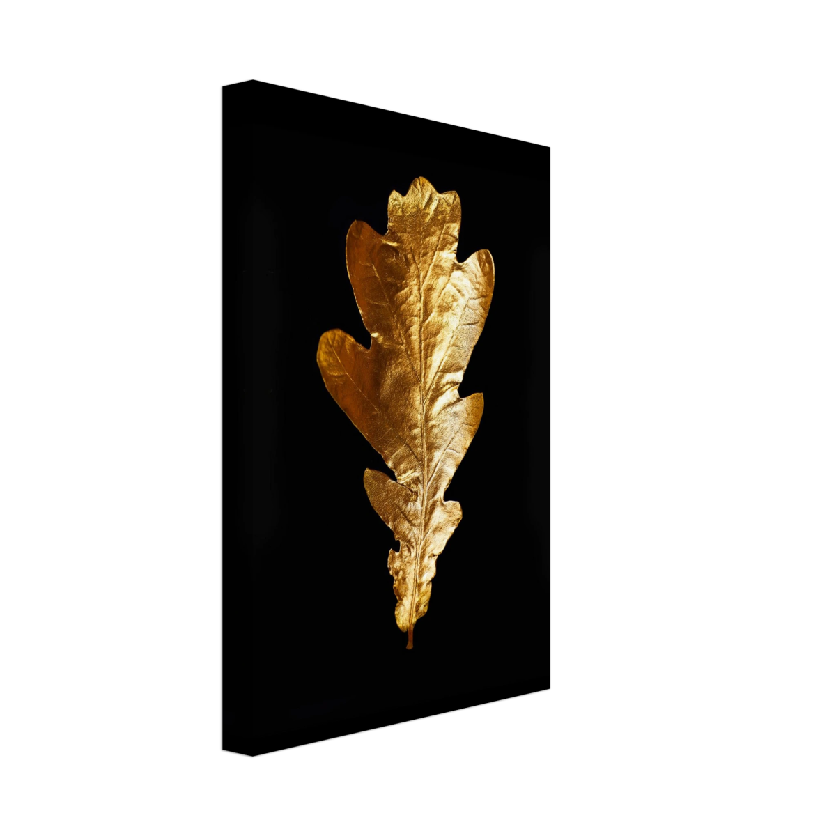 Gold & Black Botanical Leaf Wall Art Set – Premium Stretched Canvas Prints - Design Option 2 - 20x30 cm / 8x12″ - 